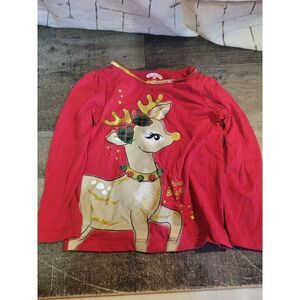 Holiday time youth 3T red long-sleeve‎ reindeer Xmas shine bright shirt